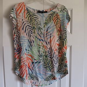 Tahari Tropical Leaf Print Top